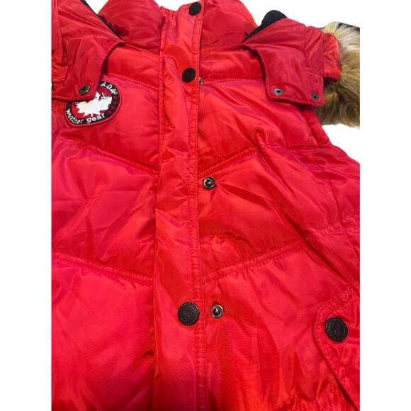 Canada Weather Gear Puffer Vest L Women Red Faux Fur Hood Gorpcore Outdoor - Picture 3 of 9